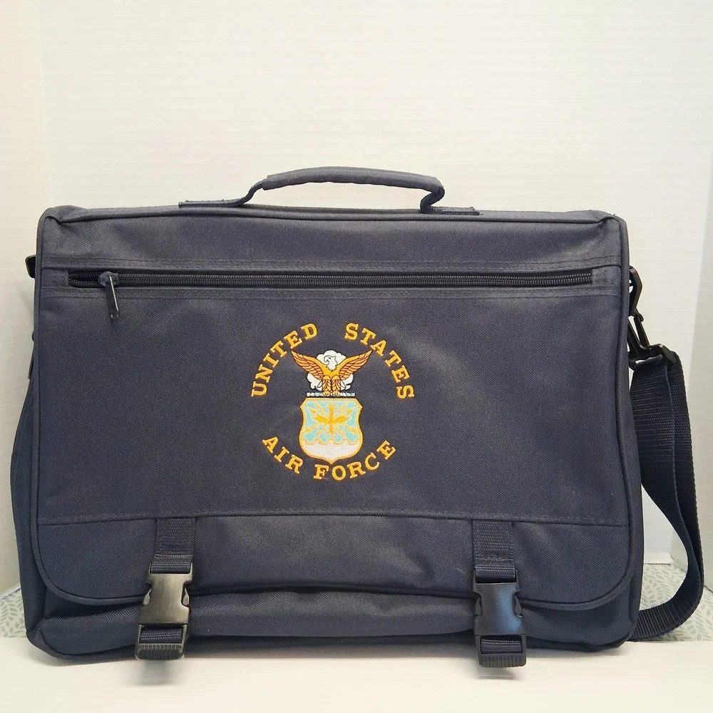 Heavy Duty Blue Mesenger Bag United States Air Force Embroidered Emblem EUC